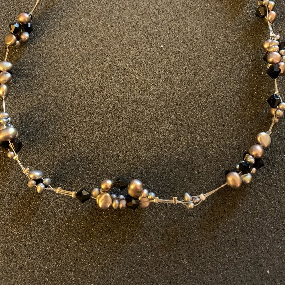 Lia Sophia Necklace Black Gray Silver - Picture 2 of 4